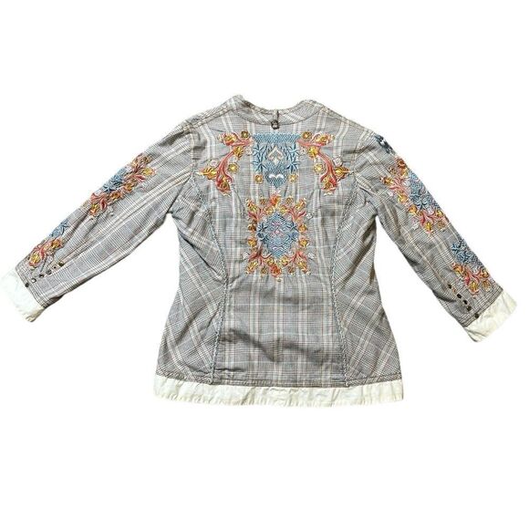 Johnny Was 2-10-5 Embroidered Plaid Blazer Size Small - Picture 4 of 13